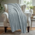 thumbnail image 1 of PATLOLLAV Blue Fleece Throw Blanket for Couch,3D Ribbed Jacquard Soft Warm Decorative Fuzzy Blanket,Thick Double Layer B;anket,Fluffy,Plush Throw Blankets for Bed, Sofa,27.55×39.37inch, 1 of 5