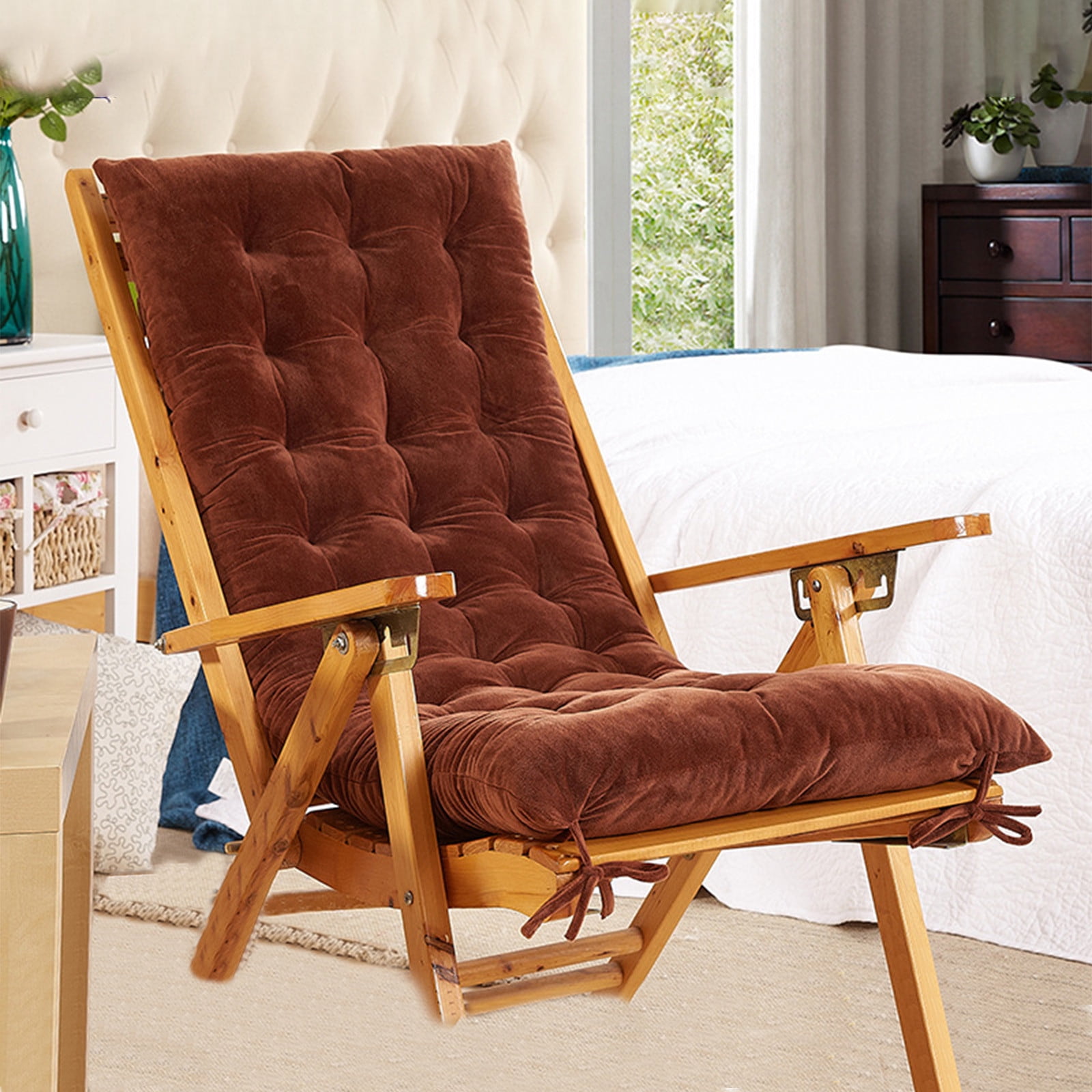 Slipping From Rocking Chair PATLOLLAV Brown Non-Slip Rocking Chair Cushion Set with Thick Padding ...