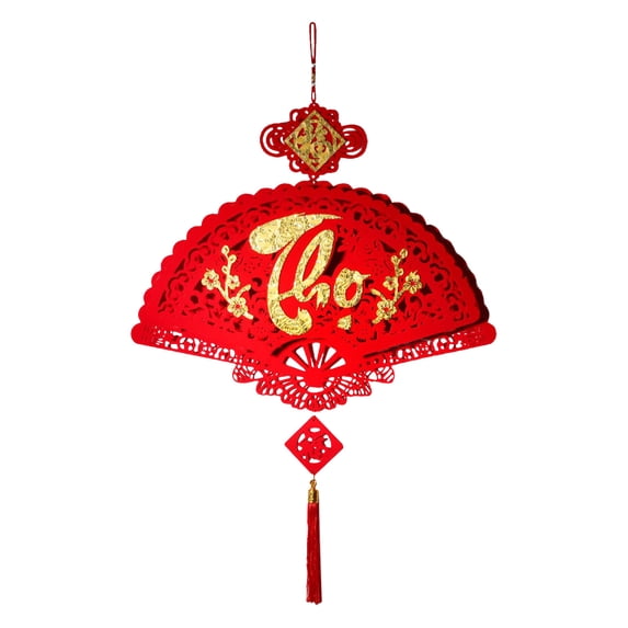 PATLOLLAV Chinese Dragon New Year Decoration,Spring Festival Paper Fan Hanging Decoration,3D Blessing Tassle Paper Fan Ornament,Chinese Spring Festival Red Ornament,Lunar New Year Decor
