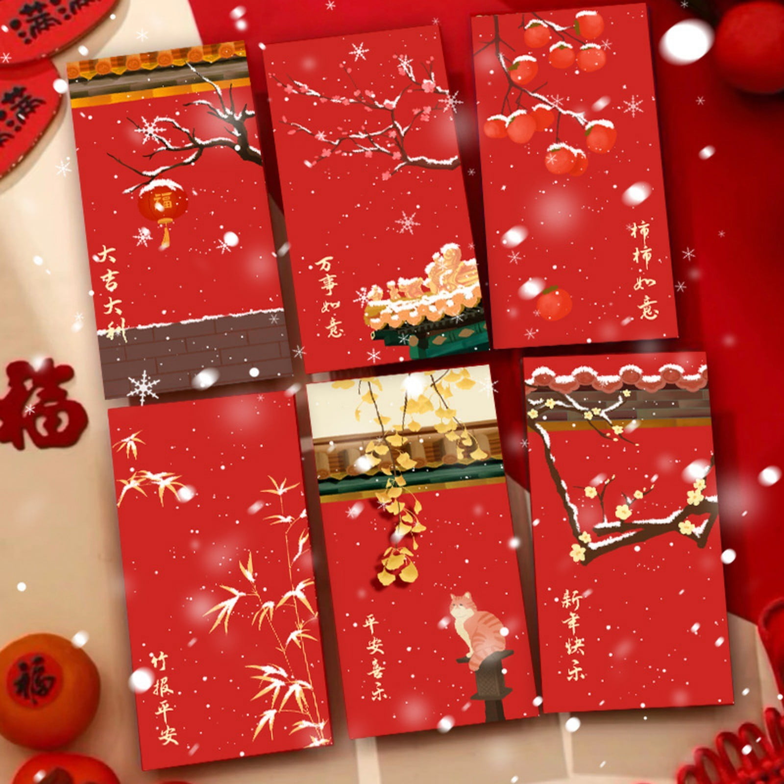 PATLOLLAV Chinese New Year Red Envelopes Snake 2025,6 Pcs Lunar New