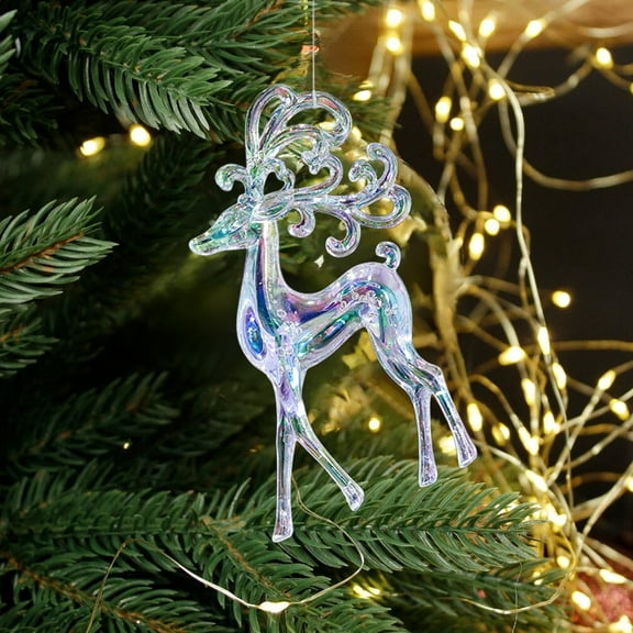 PATLOLLAV Christmas Acrylic Deer Hanging Ornament,Xmas Party Decoration Reindeer Ornaments Reindeer Christmas Tree Decor Statues Hanging 3D Christmas Crystal DEER Pendent