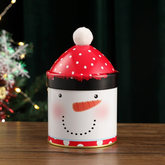 PATLOLLAV Christmas Cookie Tins Santa Claus Snowman Design Cookie Gift Tins Christmas Cookie Jar with Lid Biscuits Can Small Gift Case Candy Tin Containers for Xmas Party Favor Supplies
