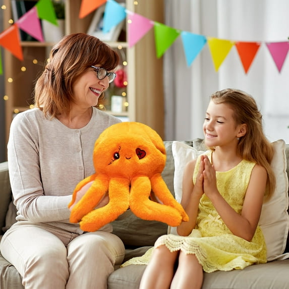 PATLOLLAV Christmas Goth Octopus Plush Marine Toy,Cute Soft Octopus Stuffed Dolls,Xmas Octopus Throw Pillow,Orange Octopus Plushie Dreadful Ocean Gifts,9.4 Inch,Christmas Clearance