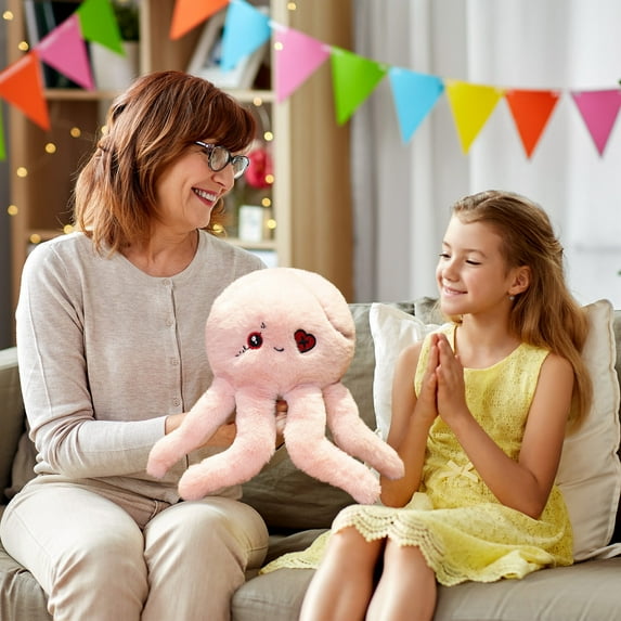 PATLOLLAV Christmas Goth Octopus Plush Marine Toy,Cute Soft Octopus Stuffed Dolls,Xmas Octopus Throw Pillow,Pink Octopus Plushie Dreadful Ocean Gifts,9.4 Inch,Christmas Clearance