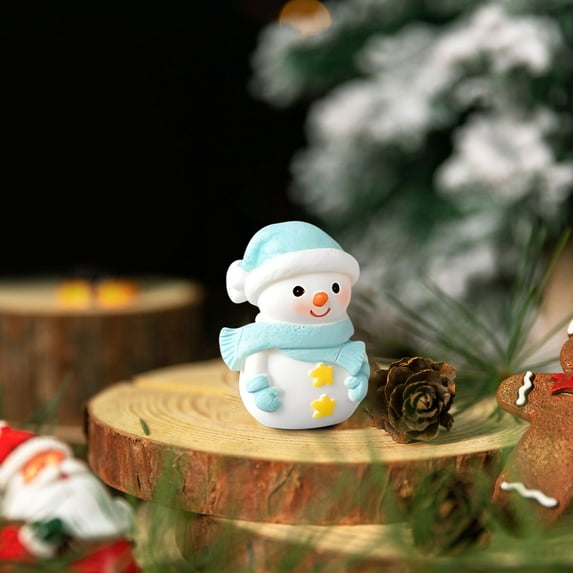 PATLOLLAV Christmas Miniature Snowman Figurines Christmas Decorations Cute Mini Resin Figurines Small Animal Figurines Santa Claus Ornaments Xmas Tree Figurines Holiday Party Favors Decorations