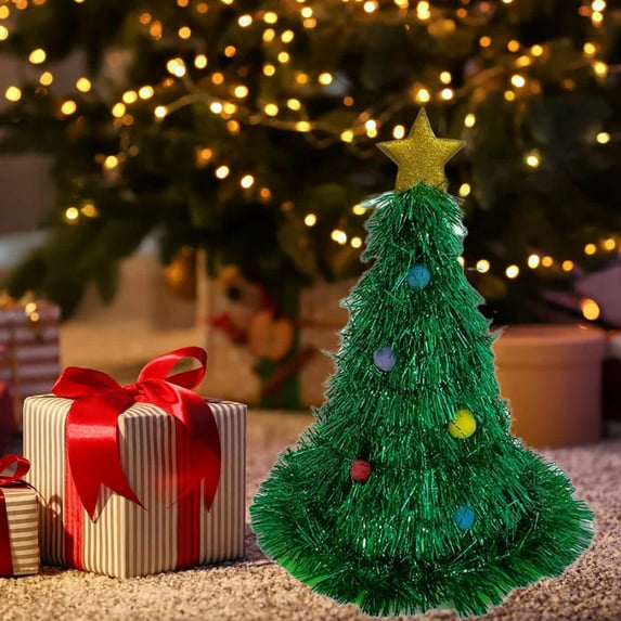 PATLOLLAV Christmas Santa Hats,Christmas Tree Hats Tinsel Xmas Tree Hat Costume Accessories Red Green Glitter Christmas Hats for Christmas Costume Adults and Kids