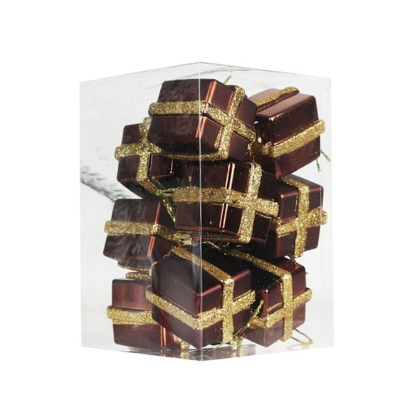 PATLOLLAV Christmas Tree Ornament 12pcs Christmas Tree Small Gift Boxes Hanging Decorations Ornaments Party Favors Metallic Foil Wrapped Present Box for Xmas Tree Decorations