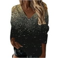 thumbnail image 1 of PATLOLLAV Womens Casual Long Sleeve Print V-Neck Blouse T-Shirt Ladies Tops, 1 of 6