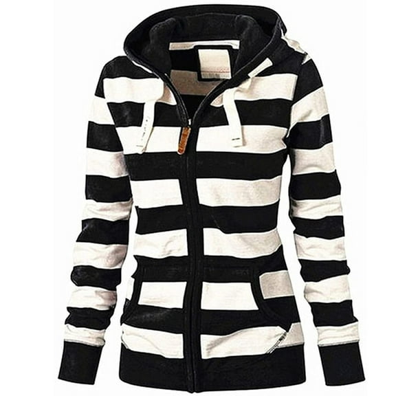 PATLOLLAV Womens Fashion Stripe Print Loose Long Sleeve Tops Casual Sweatshirt