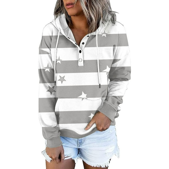 PATLOLLAV Womens Hooded Print Long-Sleeve Sweatshirt Casual Blouse Pullover Tops