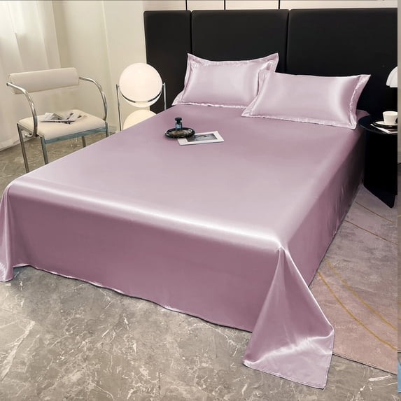 PATLOLLAV Cooling Sheet Set of 3, 1 Pc 90.55"x98.42" Comfortable Breathable Silky Flat Sheet with 2 Pillowcases for Hot Sleeper and Night Sweats, King Size