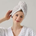 thumbnail image 1 of PATLOLLAV Coral Velvet Triangle Dry Hair Cap Hair Towel Wrap, 1pc Shower Cap Drying Bath Shower Head Towel with Buttons, Dry Hair Hat, Wrapped Bath Cap, 1 of 5