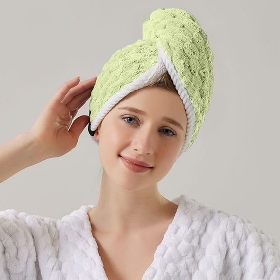 PATLOLLAV Coral Velvet Triangle Dry Hair Cap Hair Towel Wrap, 1pc Shower Cap Drying Bath Shower Head Towel with Buttons, Dry Hair Hat, Wrapped Bath Cap