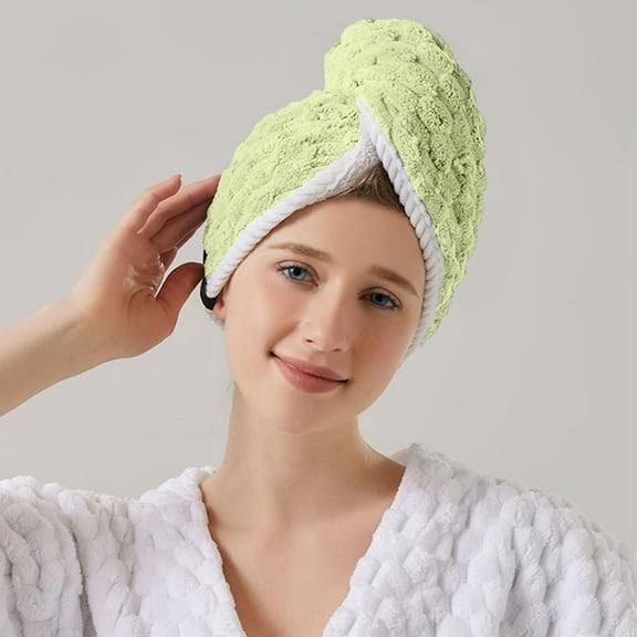 PATLOLLAV Coral Velvet Triangle Dry Hair Cap Hair Towel Wrap, 1pc Shower Cap Drying Bath Shower Head Towel with Buttons, Dry Hair Hat, Wrapped Bath Cap