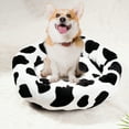 thumbnail image 1 of PATLOLLAV Cow Print Pet Bed Fuzzy Cozy Pet Bed Pet Kennel Pet Sleeping Mat for Cat Dog, Diameter: 55cm/21.65in, 1 of 6