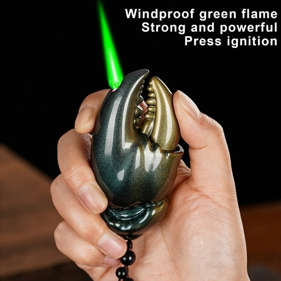 PATLOLLAV Crab Claw Lighter,Jet Torch Lighter Creative Lighter, Windproof Cool Lighter Refillable Adjustable Butane Lighter for Camping BBQ Candle, Men Gift (without Gas)