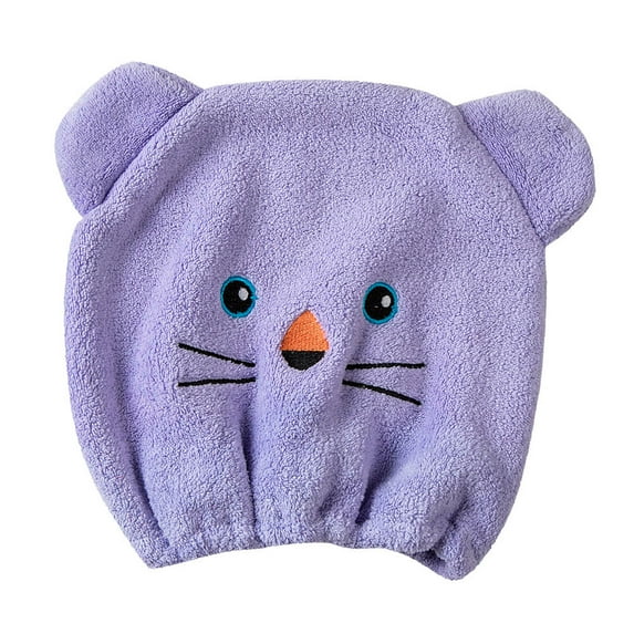 PATLOLLAV Cute Cartoon Bear Microfiber Hair Drying Cap Coral Fleece Absorbent Hair Drying Towel Bath Shower Head Wrap Spa Swimming Twist Turban Hat Dry Cap Gift for Women Kids