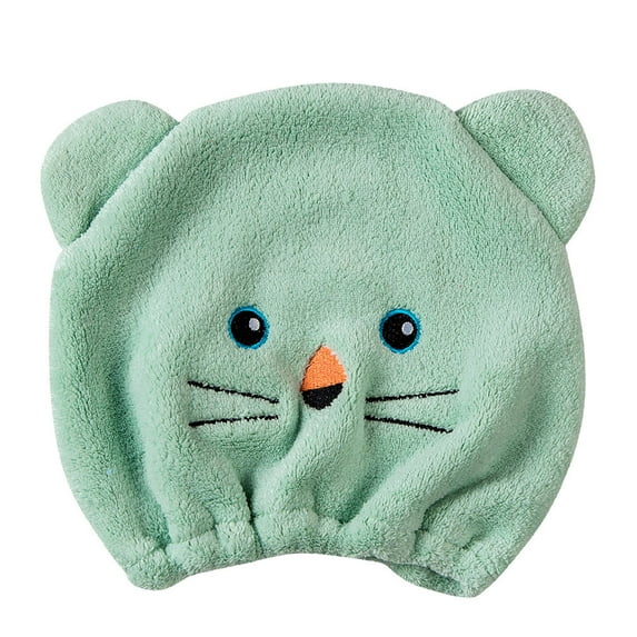 PATLOLLAV Cute Cartoon Bear Microfiber Hair Drying Cap Coral Fleece Absorbent Hair Drying Towel Bath Shower Head Wrap Spa Swimming Twist Turban Hat Dry Cap Gift for Women Kids