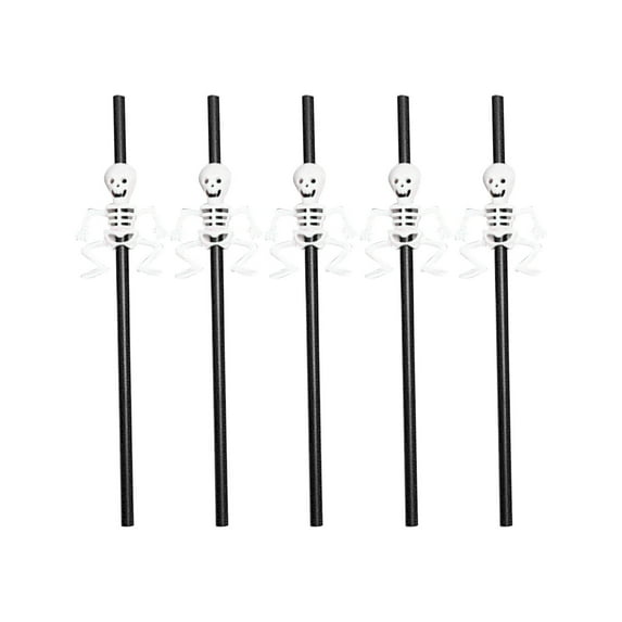 PATLOLLAV Cute Halloween Skeleton Straw,5pcs Skeleton Straws,Decorate Straws for Halloween Horror Parties,Drinking Straws Plastic Straws Party Supplies Halloween