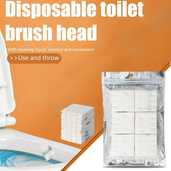 PATLOLLAV Disposable Toilet Brush with 6PCS Refills, Wall Mounted Compact Bathroom Bowl Wand Cleaning System,Disposable Toilet Brush Cleaning Sponges Heads for Toilet and Bathroom Cleaning
