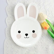 PATLOLLAV Easter Bunny Rabbit Paper Plates,8Pcs Easter Paper Plates,Rabbit Shaped Disposable Tableware,Easter Dessert Plates,Easter Party Supplies Tableware Set,Easter Supplies