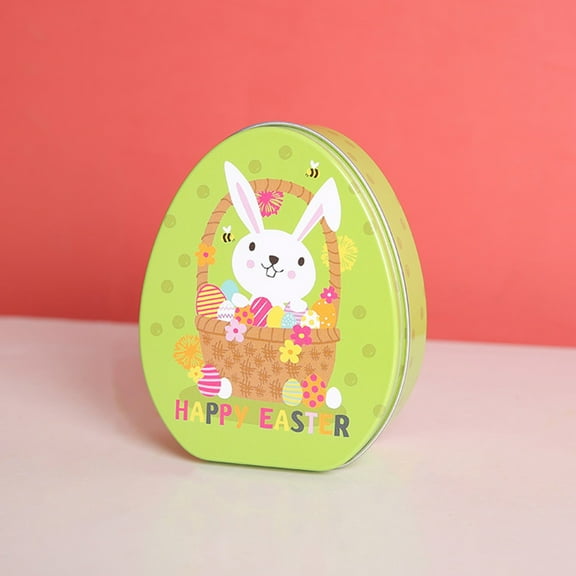 PATLOLLAV Easter Eggs Candy Storage Box with Cute Rabbit Design - Multicolor Iron Holiday Gift Packaging for Chocolate, Treats & Festive Home Decor