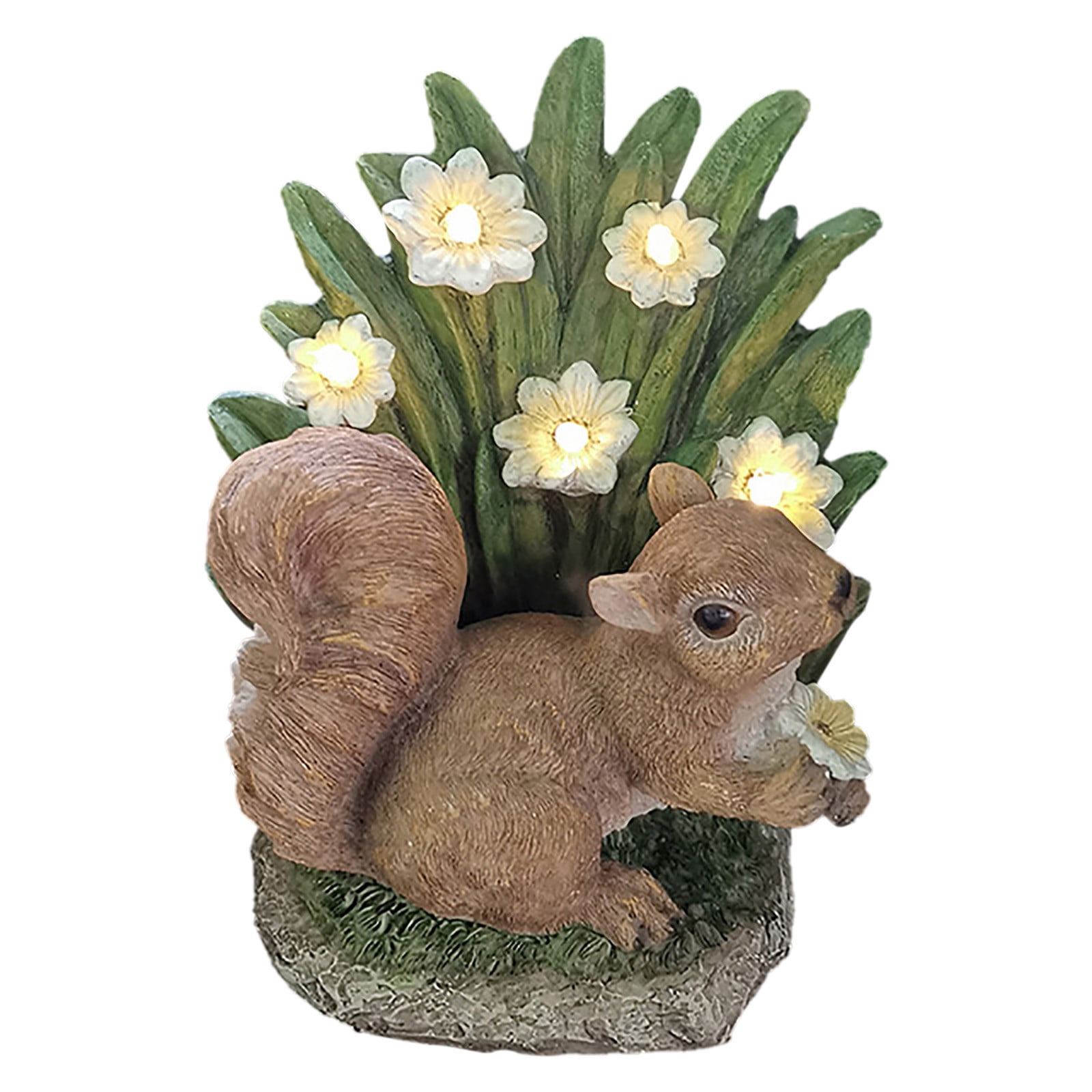 PATLOLLAV Easter Solar Rabbit Garden Statues Outdoor Decor Resin Rabbit Figurine Holding Flower with LED Lights Bunny Decor for Patio Lawn Yard Art Easter Housewarming Gifts for Women Mom