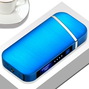 PATLOLLAV Electric Lighter for Father, USB Rechargeable Lighter, Plasma Dual Arc Lighter, Windproof Flameless Lighter, Pocket Metal Lighter with LED Battery Indication for Candles,Camping