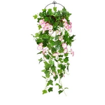 PATLOLLAV Fake Hanging Morning Glory Plants & Flowers with Basket Artificial Hanging Flowers Silk Flowers Hanging Decor for Front Porch Home Garden Balcony Room Decor