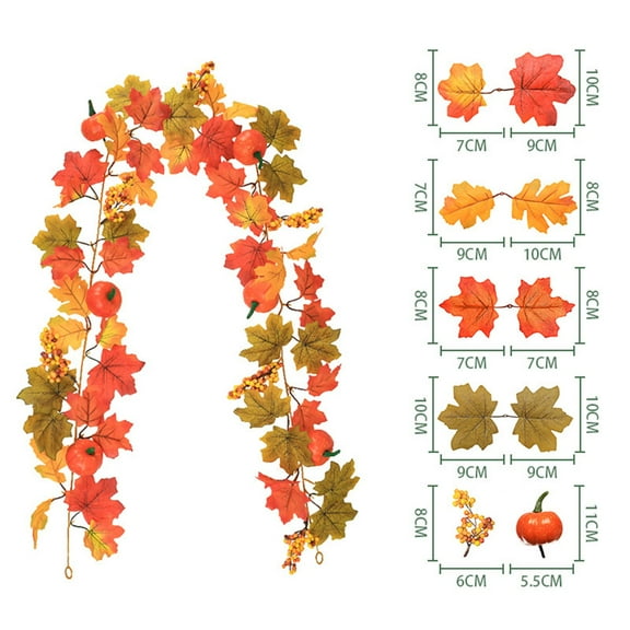 PATLOLLAV Fall Decoration Wreath,Artificial Maple Leaf Sunflower Pumpkin Garland Hanging Vine Decoration Autumn Fall Wedding Party Thanksgiving Home Decor,68.89 inch,Fall Clearance