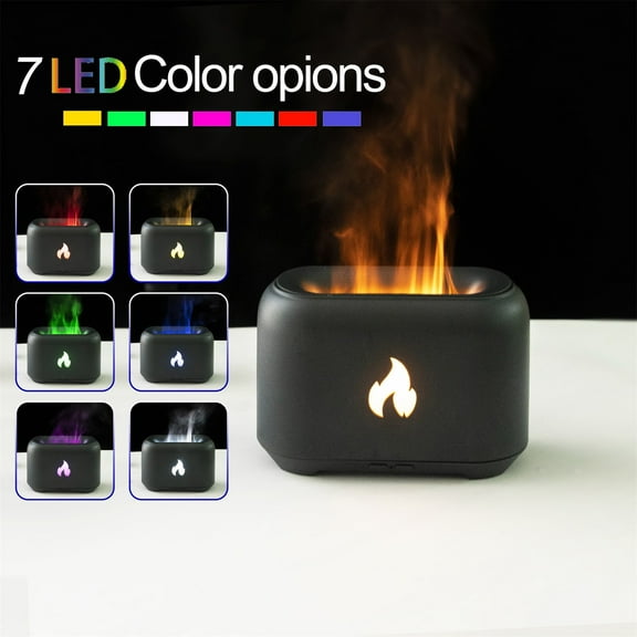 PATLOLLAV Flame Essential Oil Diffuser, Aroma Diffuser Changing Flame Light, Air Humidifier Scent Diffuser with No-Water Auto-Off Protection, Noiseless Diffuser for Spa Home Office or Yoga