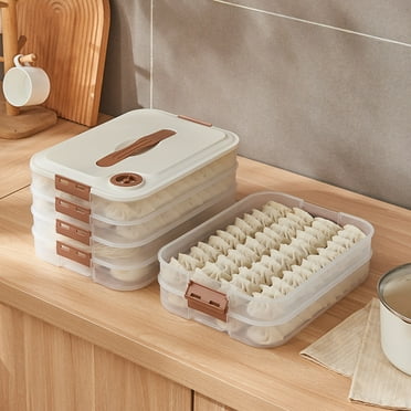 PATLOLLAV Four Layer Food Storage Container, Stackable Snack Container with Lid, Dumpling Box, Gyoza Container,Egg Box Cookie Storage Containers, Good Sealing