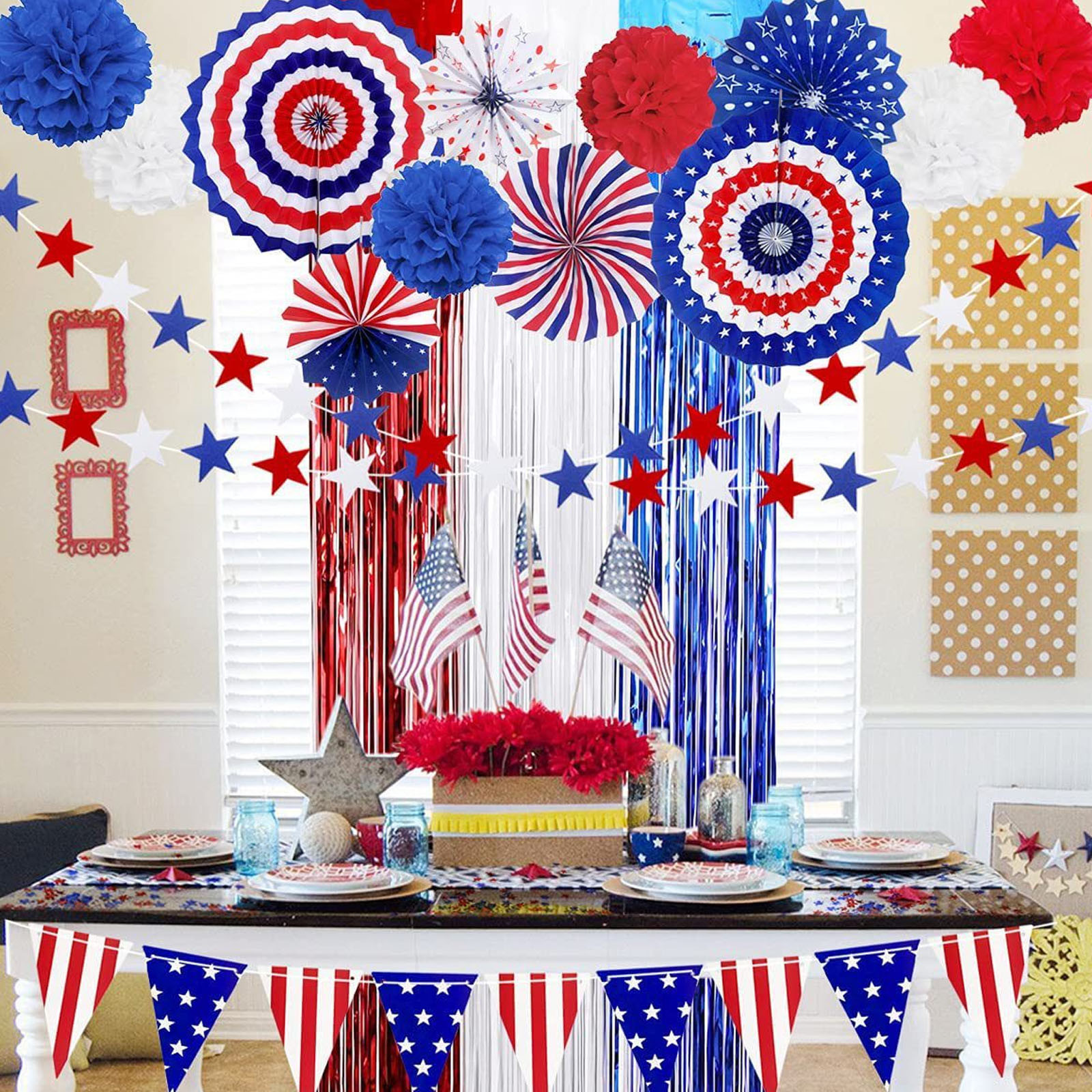 PATLOLLAV Fourth Of July Patriotic Decorations Set Red White Blue 