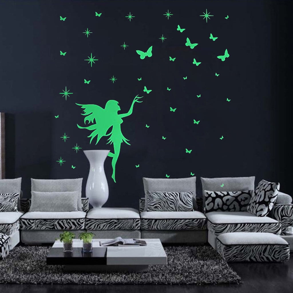 PATLOLLAV Glow in The Dark Stars for Ceiling,Glow in The Dark Butterfly Wall Decals,Beautiful Butterfly Fairy Stickers Starry Sky Shining Decor Wall Stickers for Bedroom Bedding Livingroom