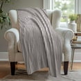 thumbnail image 1 of PATLOLLAV Gray Fleece Throw Blanket for Couch,3D Ribbed Jacquard Soft Warm Decorative Fuzzy Blanket,Thick Double Layer B;anket,Fluffy,Plush Throw Blankets for Bed, Sofa,27.55×39.37inch, 1 of 5