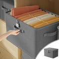 thumbnail image 1 of PATLOLLAV Gray Storage Bins with Lock,Storage Boxes with Handles Board Foldable Lidded Cotton Linen Fabric Home Cubes Baskets Closet Clothes Organizer Containers,18x12x12inch, 1 of 5