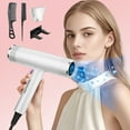thumbnail image 1 of PATLOLLAV Hair Dryer Set, Hair Dryer with 1 Nozzle 2 Combos and 1 Hairdryer Holder Portable Fast Drying Hairdryer Blowdryer with Adjustable Airflow Hairdryer for Women Men Travel, 1 of 9