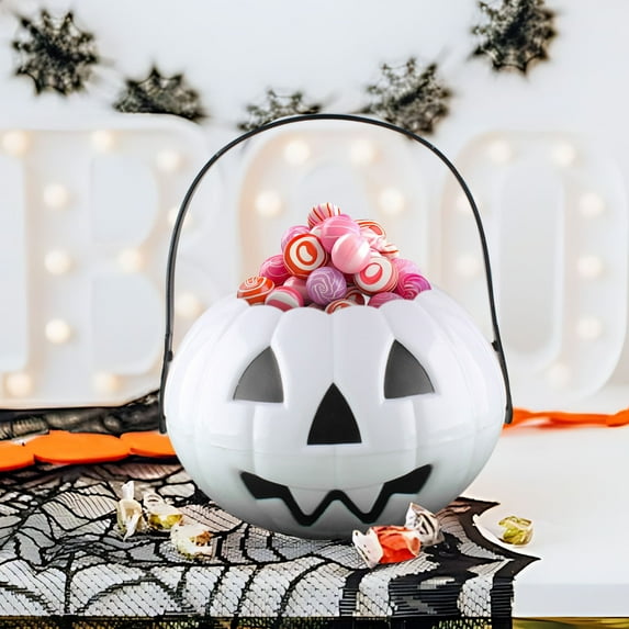 PATLOLLAV Halloween Candy Bucket,Candy Gift Portable Pumpkin Jar,Pumpkin Candy Buckets Plastic Pumpkin Pails with Handles for Halloween Party Favor Supplies,Halloween Clearance