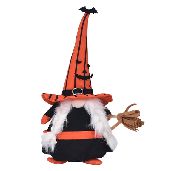 PATLOLLAV Halloween Gnome Witch Halloween Standing Plush Gnomes Decor Elf Swedish Tomte Dolls with Broom& Spider Web Hat for Halloween Kitchen Home Indoor Porch Gift Ornament Decoration