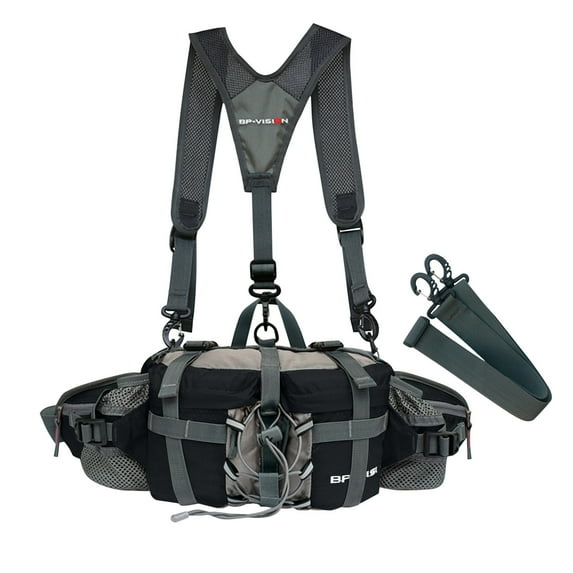 PATLOLLAV Hiking Fanny Pack with Water Bottle Holder,Double Shoulder Straps, Hiking Essentials for Men Women Waterproof Outdoor Waist Bag, Lumbar Backpack for Fishing Hunting Running Sports