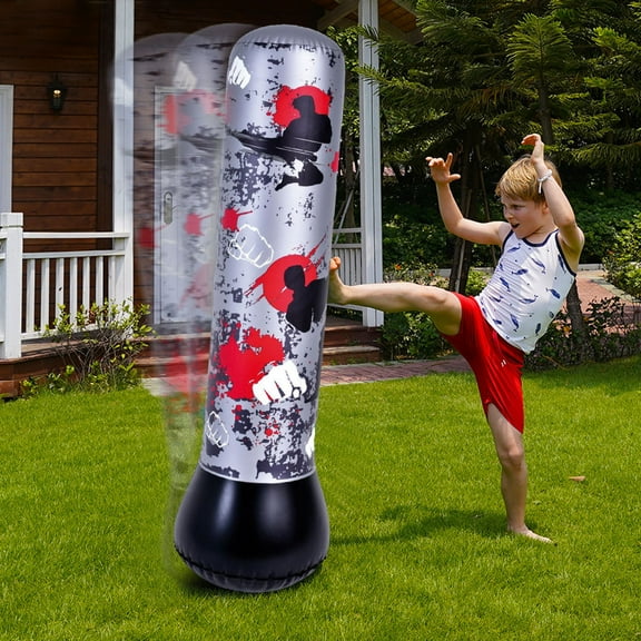 PATLOLLAV Inflatable Punching Bag ,Freestanding Kids Boxing Bag Durable PVC Material Children's Inflatable Boxing Pillar Boxing Relaxing Kickboxing Bag for Adults and Children