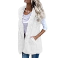 thumbnail image 1 of PATLOLLAV Jacket for Women 2022,Women's Tops Solid Vests Outerwear Warm Fleece Comfy Warm Hoodie Jacket Coat with Pockets, 1 of 6