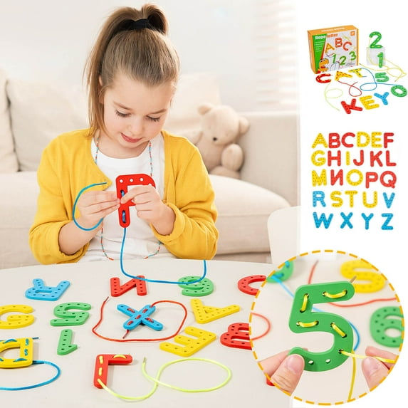 PATLOLLAV Lacing Alphabet,Uppercase 26 Letters Building Blocks 8 Laces ...