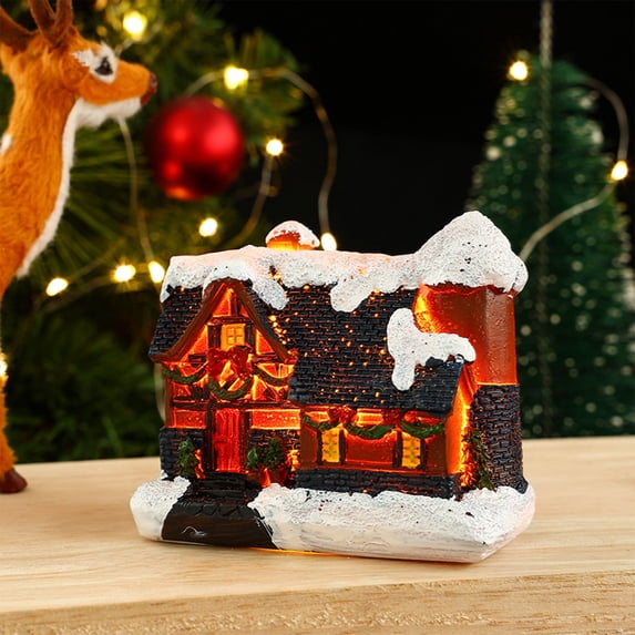 PATLOLLAV Light Up Village Houses LED Lights Christmas Town Scene Display Tiny Resin Figurines Building Sets Christmas Decor Table Ornaments Xmas Collection (Cute Style )