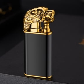 PATLOLLAV Magic Dual Flame Dragon Lighter, Butane Refillable Torch Lighter Double Flame Dragon Lighter Switchable Windproof Jet & Soft Fire Cool Lighter Creative Gift for Men