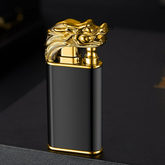 PATLOLLAV Magic Dual Flame Dragon Lighter, Butane Refillable Torch Lighter Double Flame Dragon Lighter Switchable Windproof Jet & Soft Fire Cool Lighter Creative Gift for Men