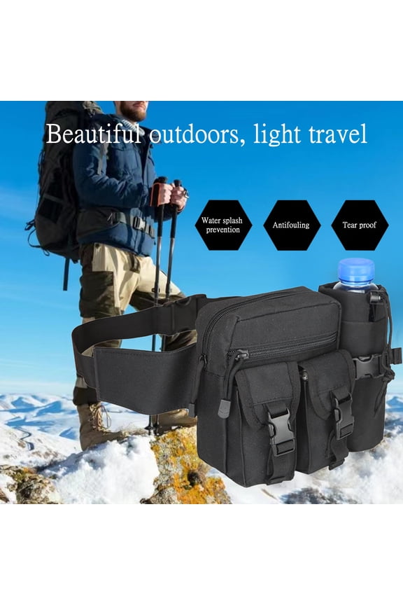 Outdoor Waist Pack for Men Women, Multifunction Fishing Bumbag with Water Bottle Pocket Holder, Suitable for Hiking Mountaineering Fishing Shooting Hunting Running