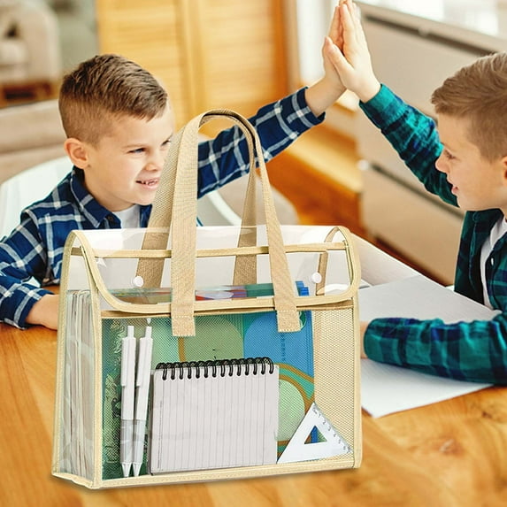 PATLOLLAV PVC Transparent Document Bag Clear Portfolio Briefcase Messenger Bag with Handles Work Document Storage Holder Transparent Travel File Organizer for School Office