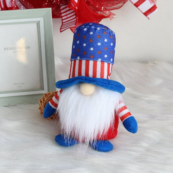 PATLOLLAV Patriotic Faceless Gnome Doll 4th of July Handmade Gnomes Plush Fourth of July Decorations for Independence Memorial Day Party Table Decor