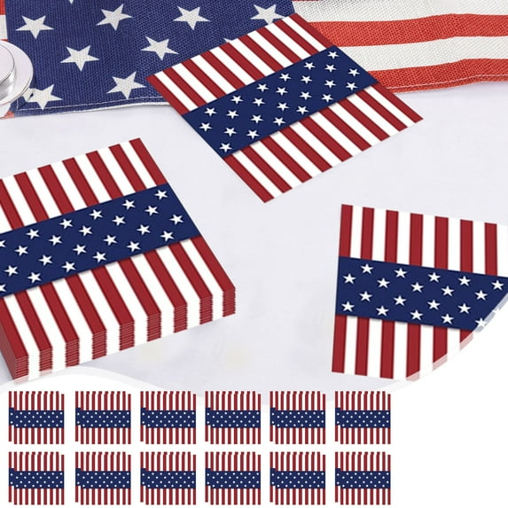 PATLOLLAV Patriotic Party Supplies Set, Red White Blue Paper Party Supplies, Patriotic Disposable Cutlery - Plates Napkins Cups - for Independence Day/Veterans Day, Serves 24 Guests